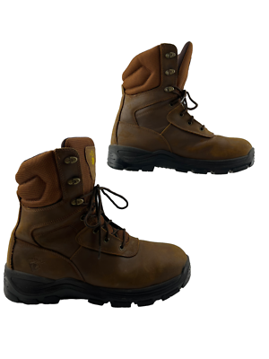 Men's Herman Survivors Brown Leather Round Safety Toe Work Boots