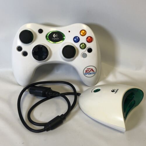 Logitech EA Sports Cordless Precision Controller Original Xbox White With Dongle - Afbeelding 1 van 13