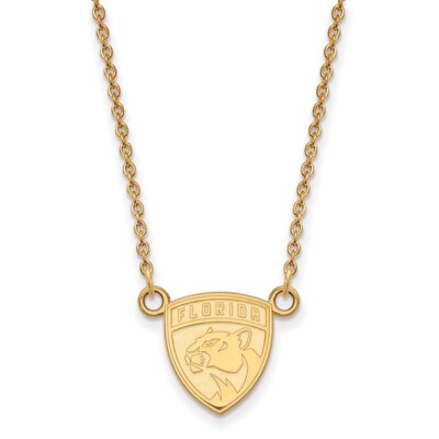 18 Zoll 10K Gelbgold NHL Florida Panther kleiner Anhänger mit Halskette von LogoArt