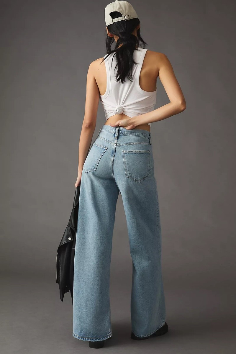 AGOLDE Women's Low Rise Slung Baggy Jeans Void Light Indigo AGOLDE Women's Low Rise Slung Baggy Jeans Void Light Indigo