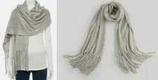 Brand New LC Lauren Conrad Brushed Fringe Solid Gray Scarf Orig $32 Free Ship