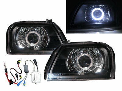 Colt L200 96-01 2D/4D/5D Guide LED Angel-Eye HID Headlight BK for Mitsubishi LHD