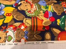 Cranston VIP Screen Print Multi Teddy Bear Fabric 45" x 46"