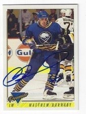 Autographed MATTHEW BARNABY Buffalo Sabres 1993-94 Premier Card 346 Show ticket