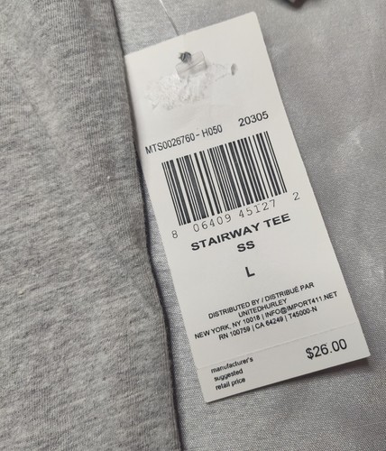 Hurley Men's Large Heather Gray Pink Stairway Logo Cotton Blend S/S T-Shirt NEW - Picture 9 of 10