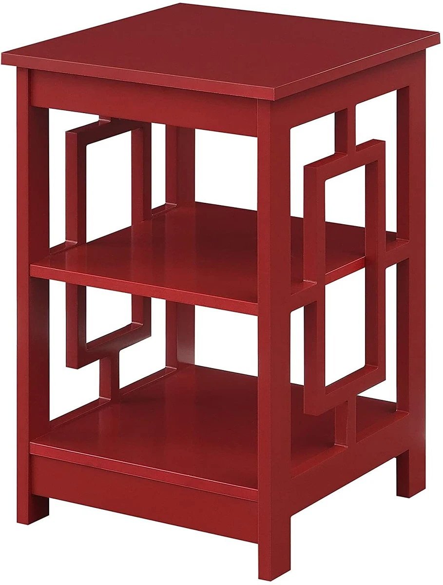 Red end table with clearance storage