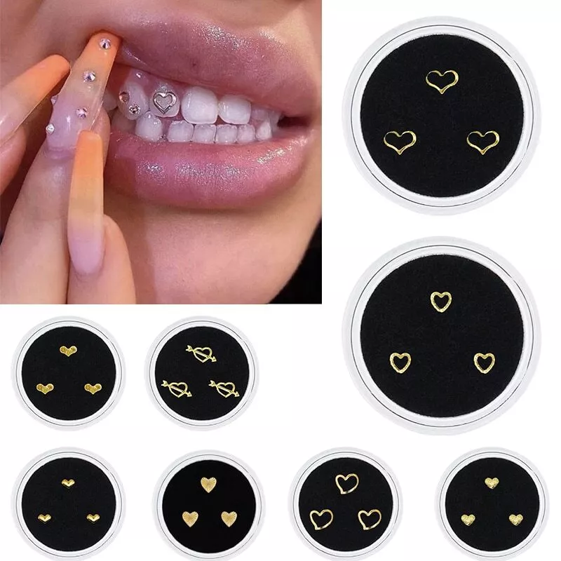 3pcs Fashion Teeth Gems Dental Crystal Gem Heart Shape Tooth Gem