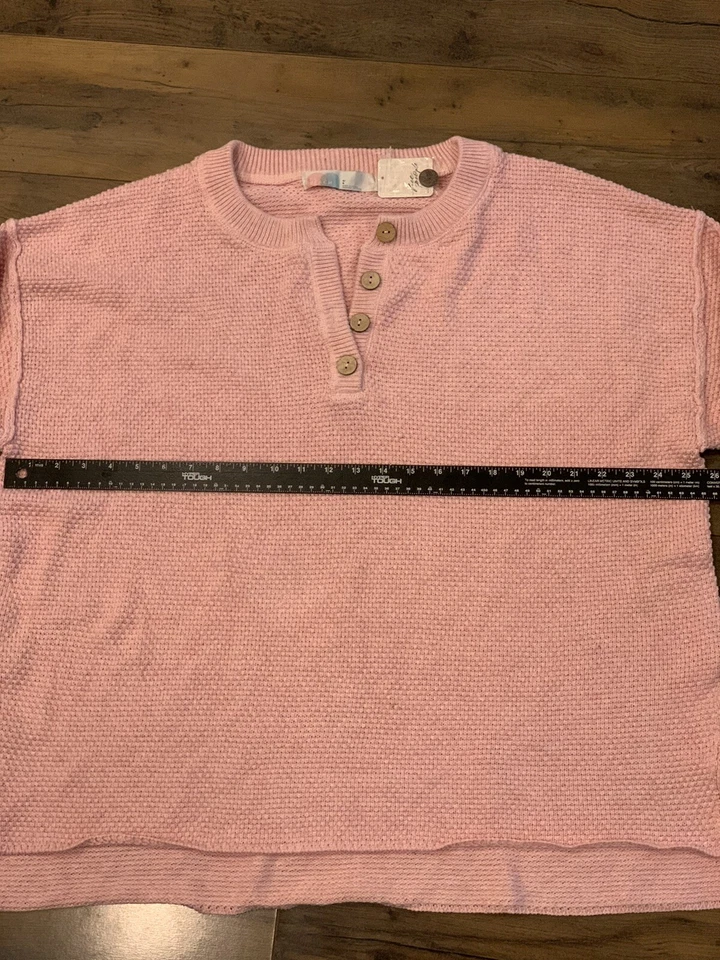 全新带标签 Free People 女式大号粉色海滩遮瑕 MSRP 128 美元海利针织上衣梦幻 — 第 4/4 张图片