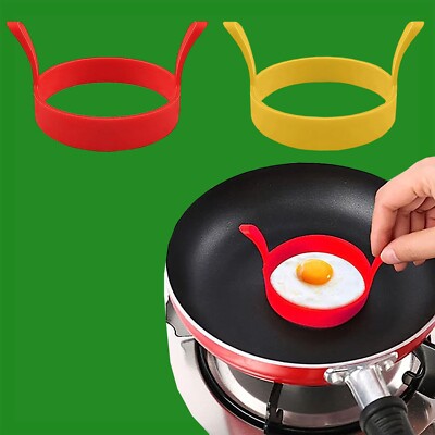 4x Silikon Eierringe Wilderer Bratpfanne Runde Form Pfannkuchen Antihaftbeschichtet