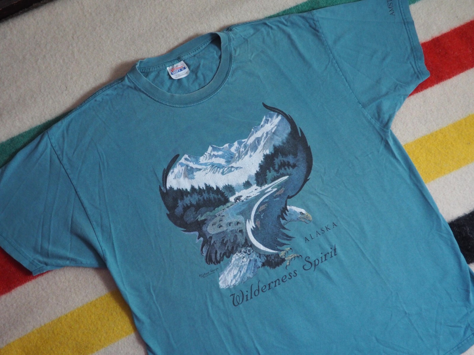 Vintage 90'S Hanes Eagle Pattern Motorcycle T-shirt, Made in USA, Men's Size Large cotton black type Vintage Second Hand