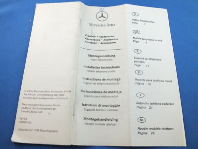 Mercedes Bedienungsanleitung Nokia 6020 6021 D GB UK F E I NL Montageanleitung