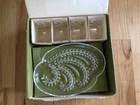 Federal Glass Hospitality Snack Set 4 Plates & 4 Cups Vintage