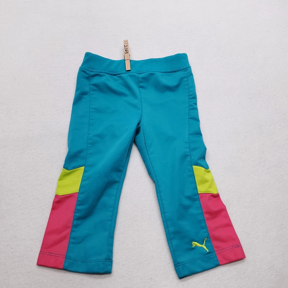 Puma Athletic Running Pull On Pants Toddler Girls Size 18M Blue Pink Yellow - Изображение 2 из 4