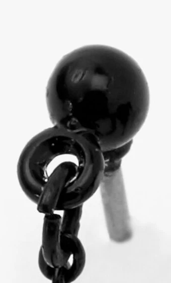 2 Черный двойной уха хряща мочки гвоздики подвеской цепочка серьги для 2 отверстие пирсинг - Изображение 4 из 4