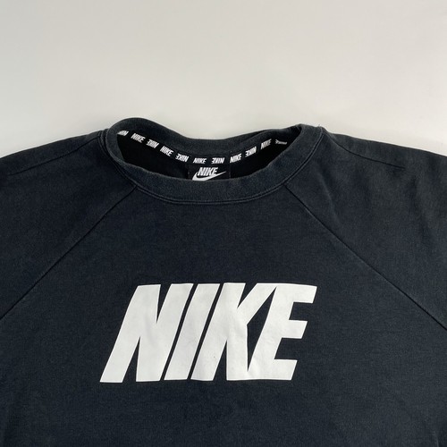 Nike Shirt XL Youth Black Sportswear Spellout Pullover Long Sleeve Used Faded - Picture 4 of 11