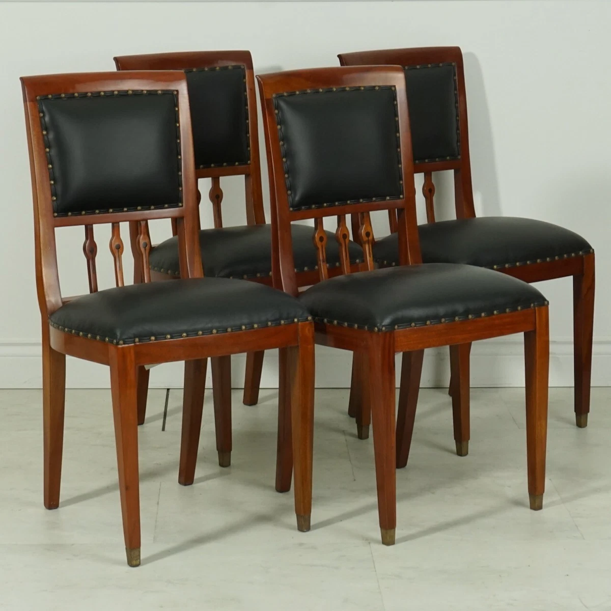 Set of 4 mahogany Biedermeyer style Dining chairs Black Genuine