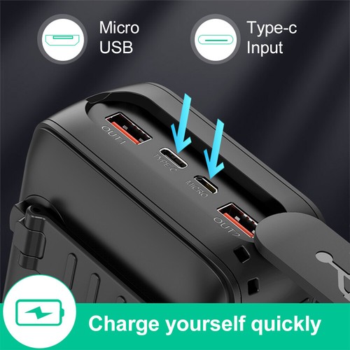Solar Hand Crank Power Bank 61200mAh Portable Charger Flash Light for Cell Phone - Picture 7 of 30