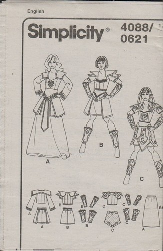 Simplicity 4088 0621 LOTR Elven Fantasy Warrior Costume Pattern Size 14-20 Uncut - Picture 3 of 4