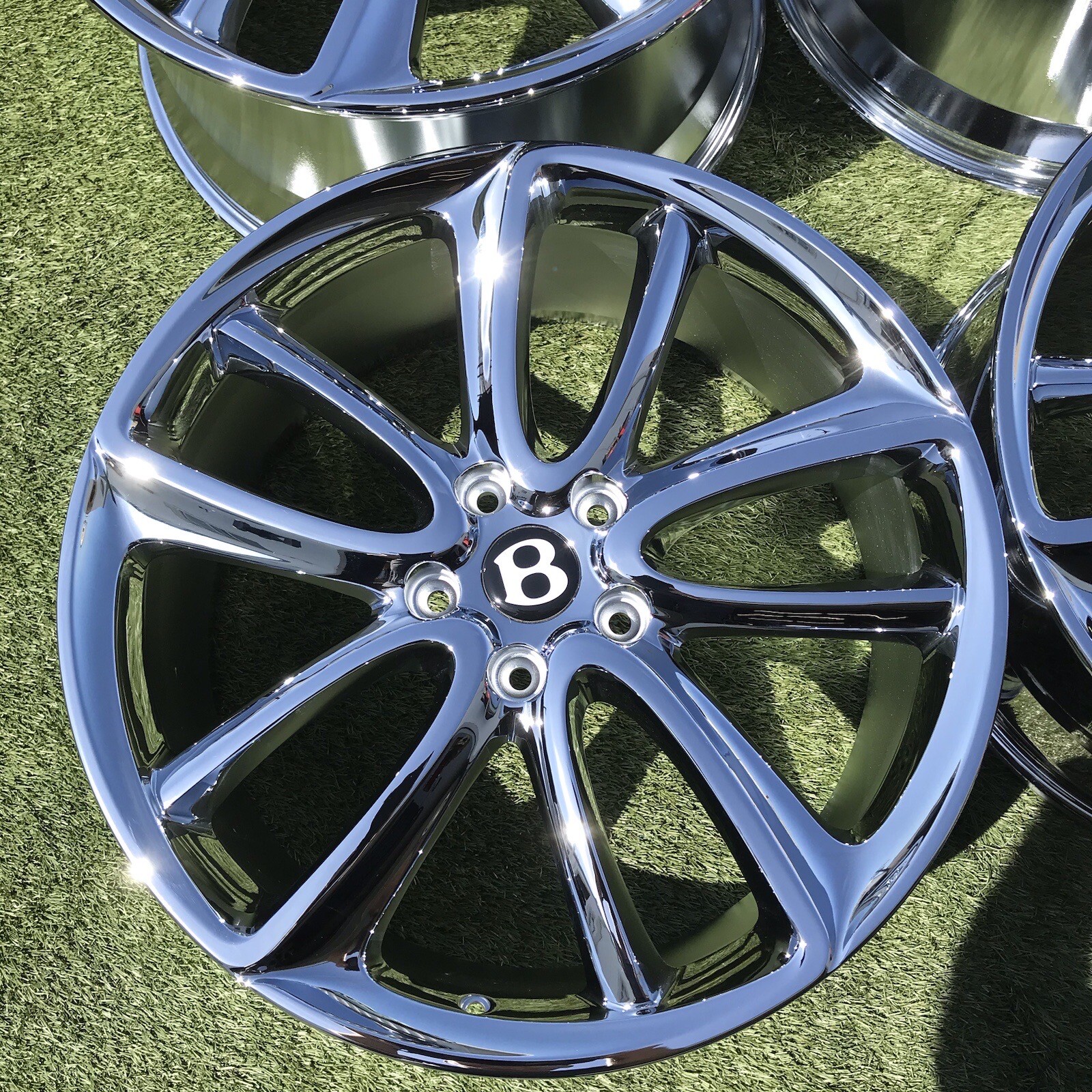 22" BENTLEY 2023 CONTINENTAL RIMS OEM GENUINE SET NEW CHROME PERFERCT SET 4 FACT