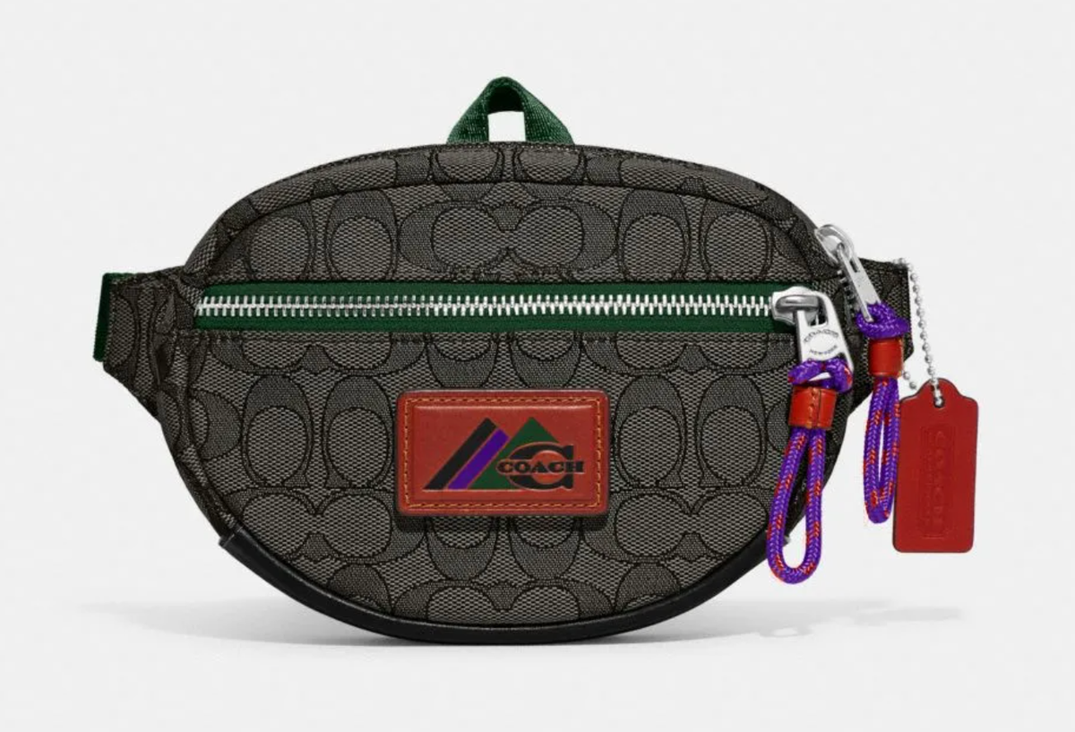 COACH Jacquard & Leather Utility Belt Bag CHARCOAL multi CH751