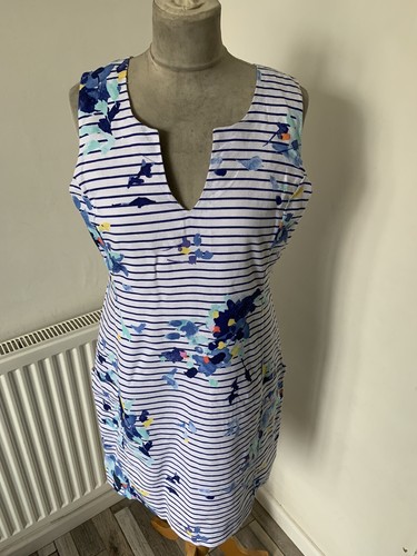 Vestido Joules Elayna sin mangas con varias flores a rayas Reino Unido 10