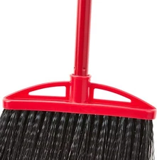 Corner Broom with Metal Handle, 6-Pack, Black and Red