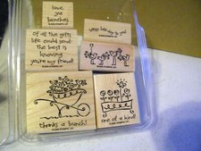 Stampin Up 2005 Love Ya Bunches Thanks A Bunch Wooden Mounted Stamps 6 Pieces