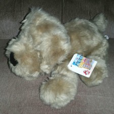 Animal Alley Commonwealth Tan Puppy Dog Soft Furry 10in Plush Black Nose Eyes