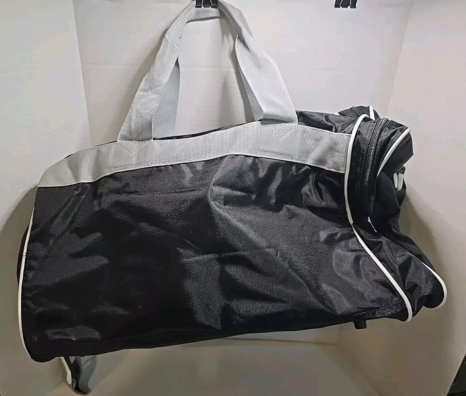 BOLSO DE LONA GRANDE DE COLECCIÓN AÑOS 90 LA KINGS NHL OFICIAL NASCO USADO EN EXCELENTE ESTADO HOCKEY NEGRO GIMNASIO ¡RARO!! Foto 3 de 4