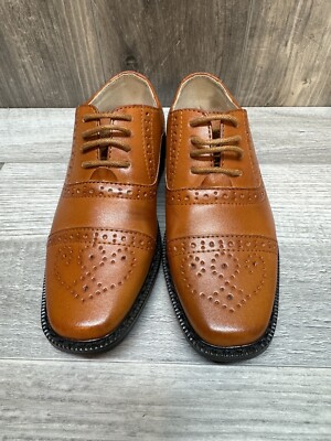 Joseph Allen New Boys Brown Cognac  Dress shoes Kids Size 9