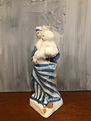 JOLIE VIERGE A L'ENFANT, VIERGE D'ACCOUCHÉE, NEVERS, CAMAÏEU BLEU, XVIIIème - Photo 3/12