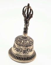 Tibetan Buddhist Meditation 8.5" Handbell Antique Brass 1.5 lbs Oblong Clapper