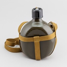 Antica borraccia militare verde alluminio tappo plastica portaborraccia tracolla