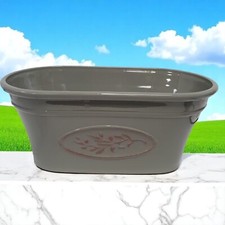 Grey Olive Trough Garden Planter 38cm Rectangular Plastic  Flower Pot 5.4L Light