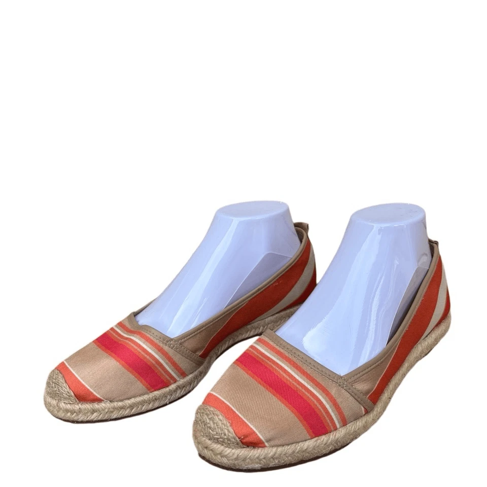 Antonio Melani Teegan Espadrilles Stripped Flat Slip On Shoes Orange Tan Size 9 - Image 3 of 4