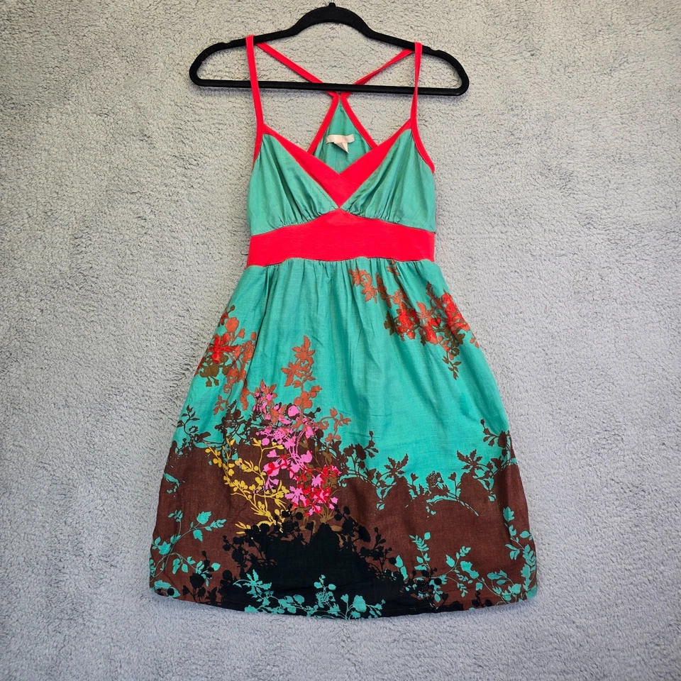 Vestido de hadas HYPE para mujer S verde rojo floral Cottagecore Fairycore Boho Y2K Foto 3 de 4