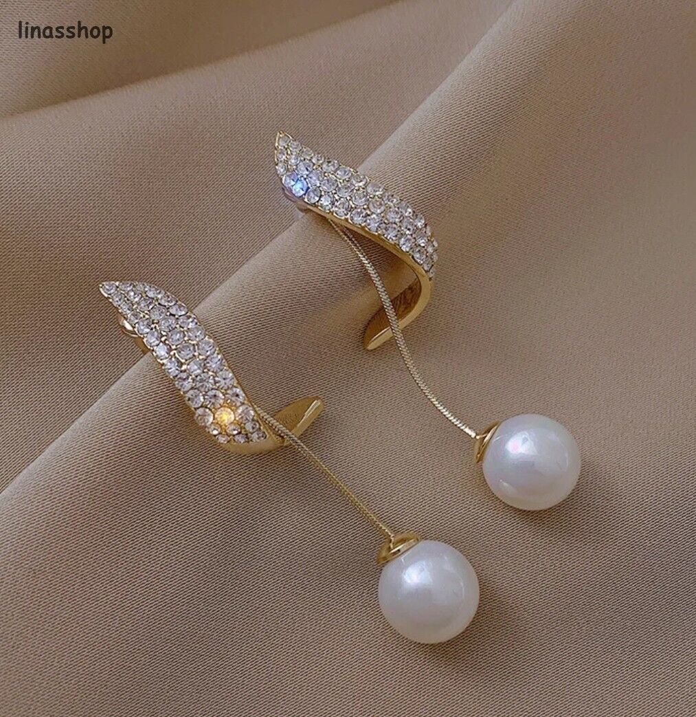 Damen Ohrringe Gold Silber Rosegold Perlen Ohrringe Strass Modeschmuck Trend OVP