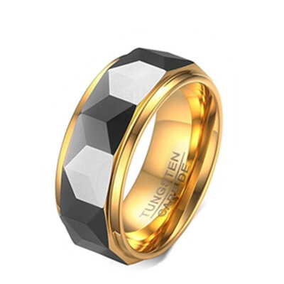 8MM Gold Tungsten Band Rings for Men Engagement Rings Comfort Fit