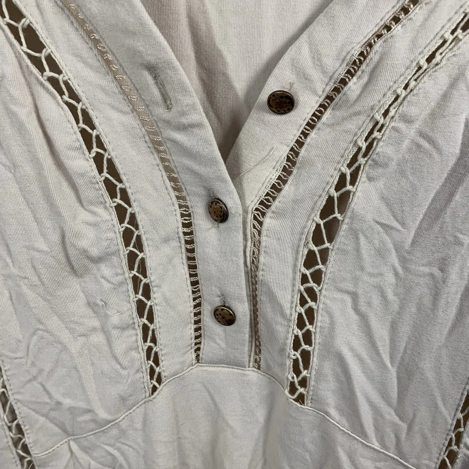 Top túnica BKE crema Henley ganchillo campesino boho talla XL cuello en V crema neutro Foto 4 de 4