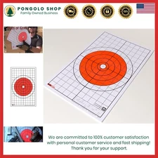 Targets 10in Bullseye with Grid High Visibility Pistol Rifle Shooting Practice