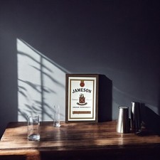 Jameson Irish Whiskey Style Wooden Framed Small Mirror | Pub Mirror 33x23 cm