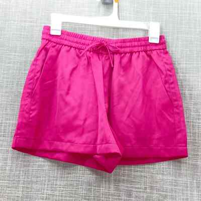Zara Women's Satin Effect Drawstring Shorts JH9 Bubble Gum Pink Medium  SIZE M