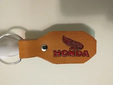 Honda Motorcycle Key Ring and Fob (leather, hand made)