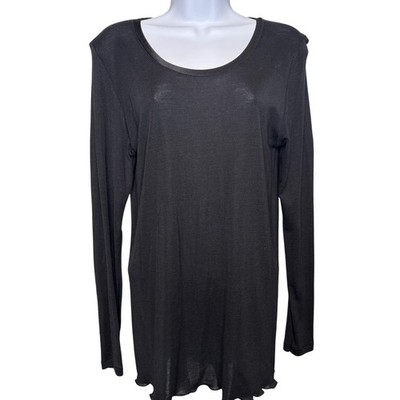 CALIDA of Switzerland Daily Functionwear Black Long Sleeve Sheer Mesh Top Size L