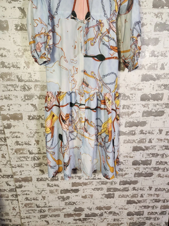 N By Nancy Maxi Dress Size Medium Blue Chains Western Equestrian Tiered Boho - Image 3 of 4