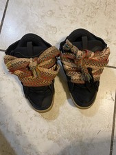 Lanvin Black High Top Sneakers Chevron Laces Gum Rubber Sole Multicolor