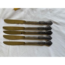 Vintage Floral Repousse Stainless Steel Dinne...