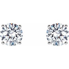 2.02Ct D VVS2 Round Cut Lab Grown Diamond Stud Earrings 14K White Gold IGI