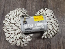 Vintage Maxi Cord Twisted Herculon 6mm 50 Yards White Polypropylene Rope NEW