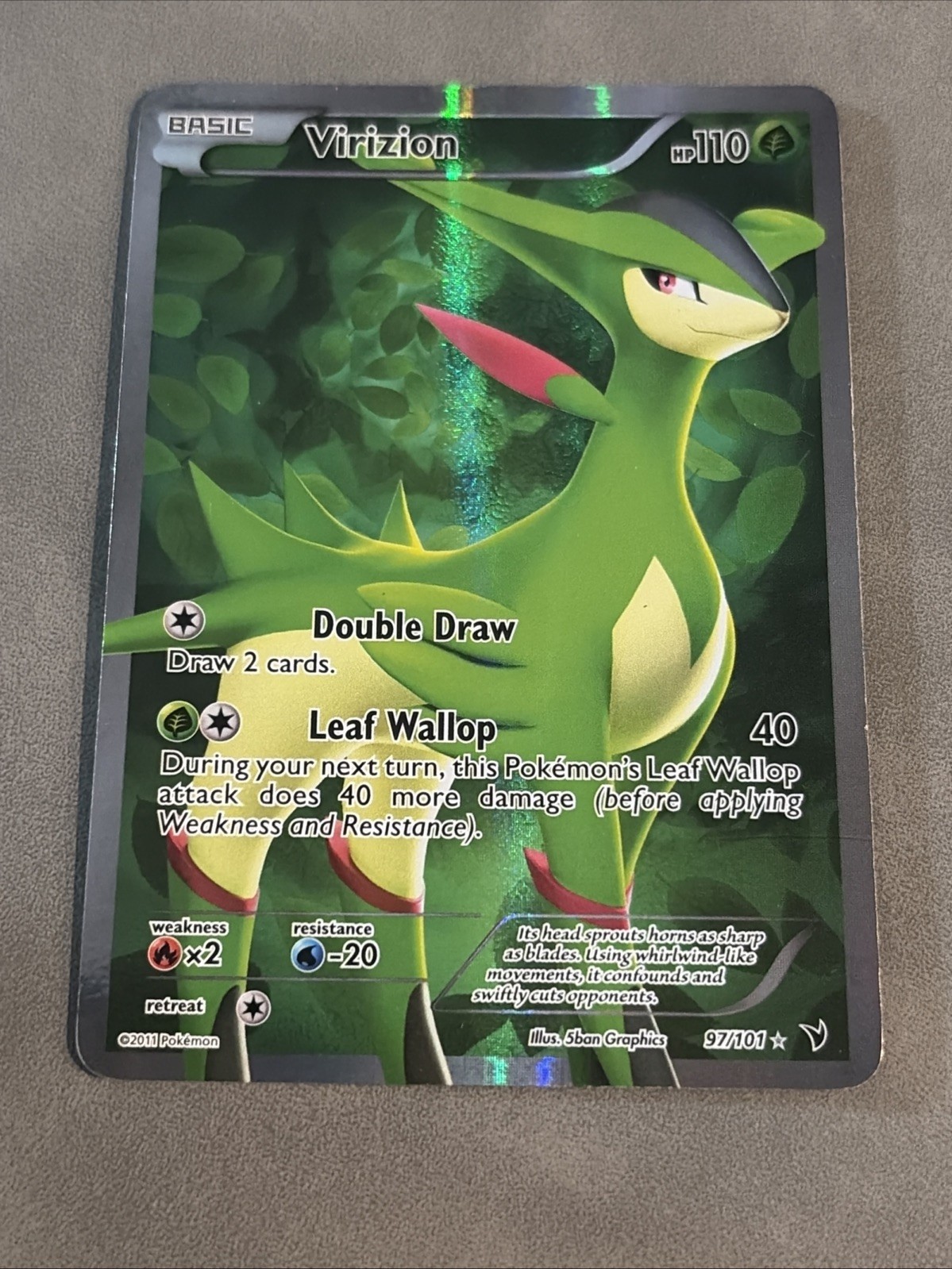 Pokémon Virizion 97/101 Noble Victories Ultra Rare Full Art Holo LP-NM
